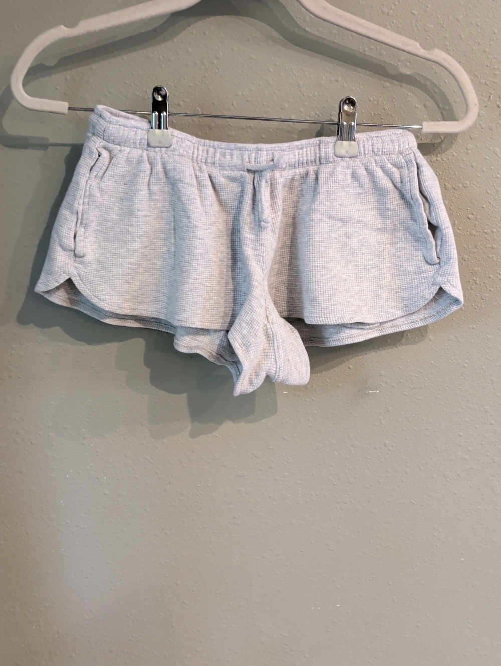 Brandy Melville Micro Booty Shorts Waffle Knit Pockets Heathered Gray Cotton